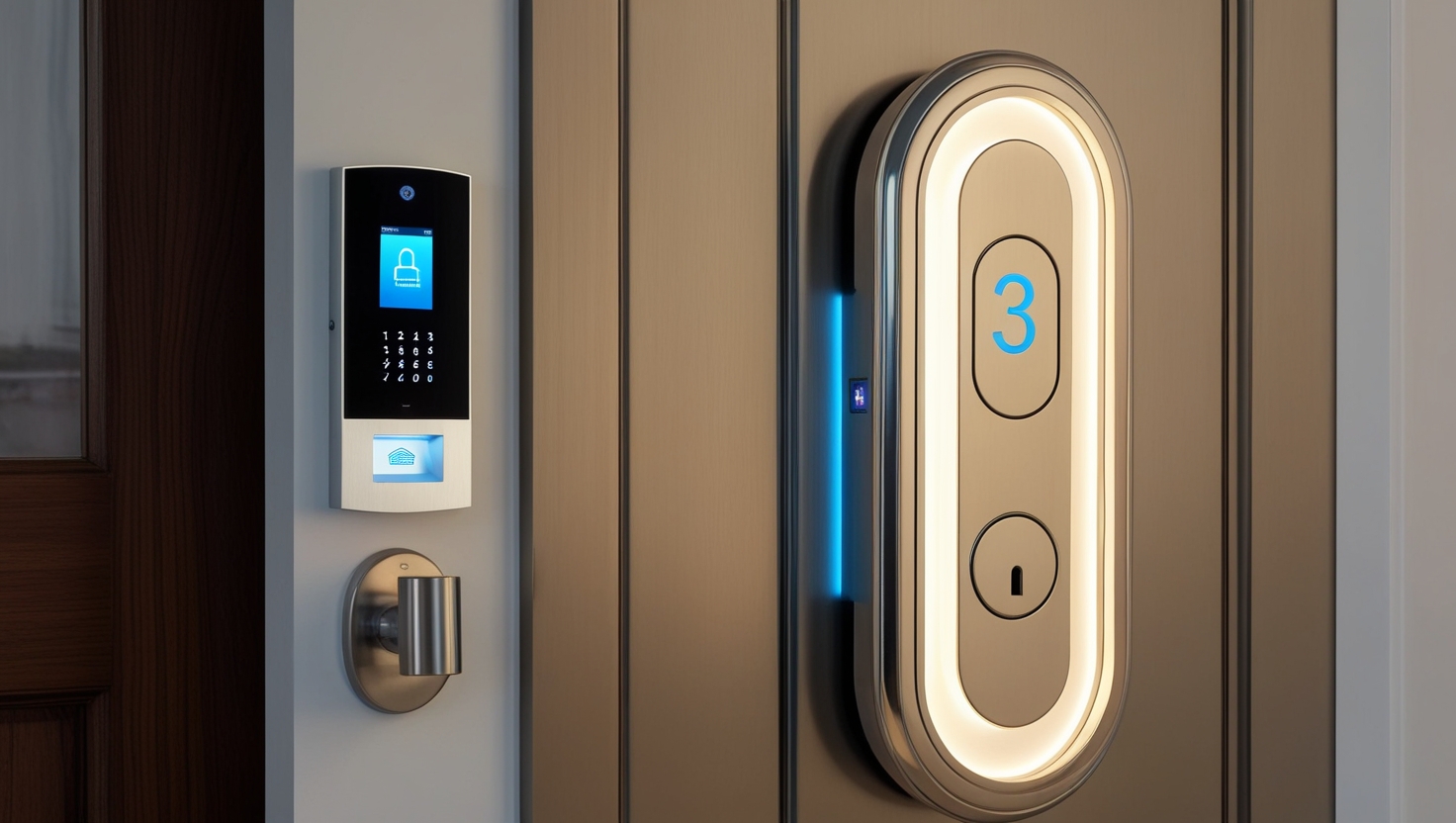 Porta luxuosa com fechadura digital biometrica