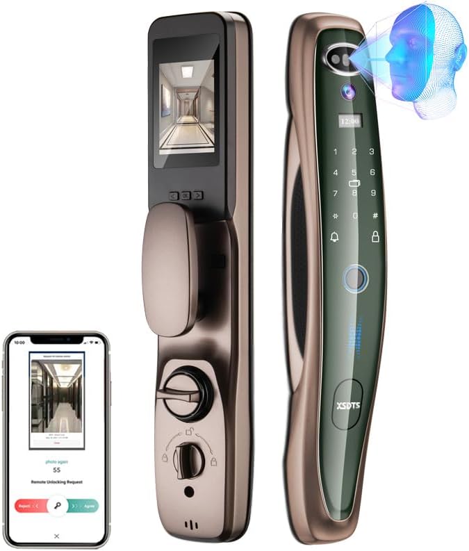 Fechadura de porta inteligente XSDTS com WiFi e tela