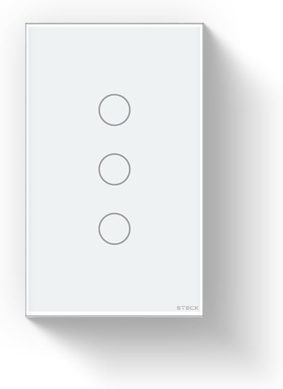 Steck, Interruptor 4X2 3 Módulos Touch Branco Wi-Fi, Ambiente Conectado SINT3B1