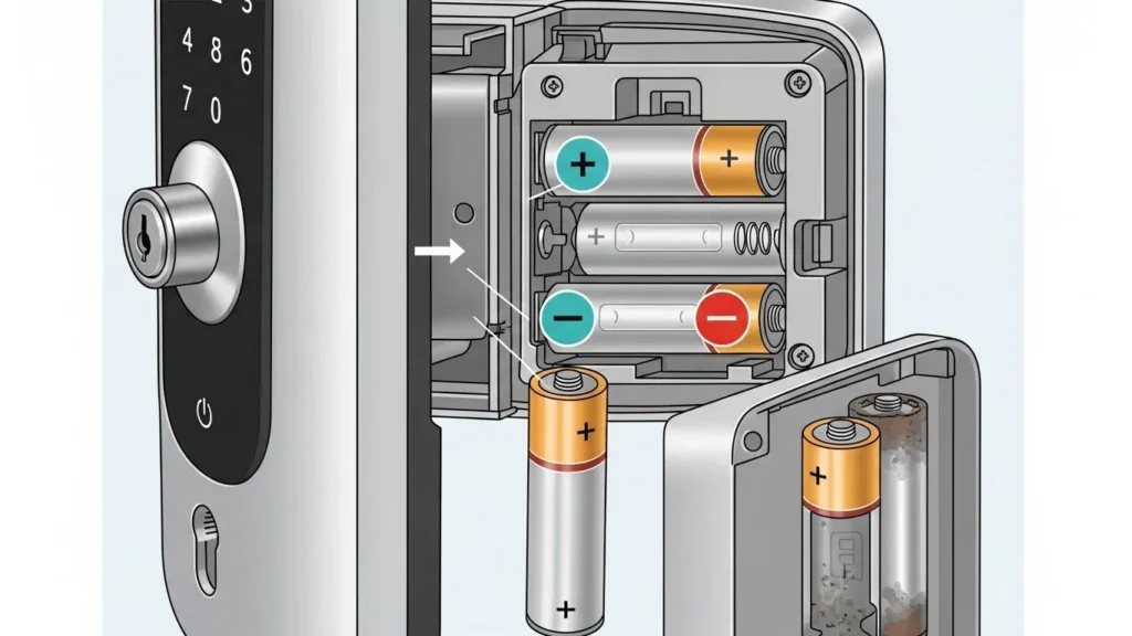 Checklist com os passos para resolver quando a fechadura digital não liga
