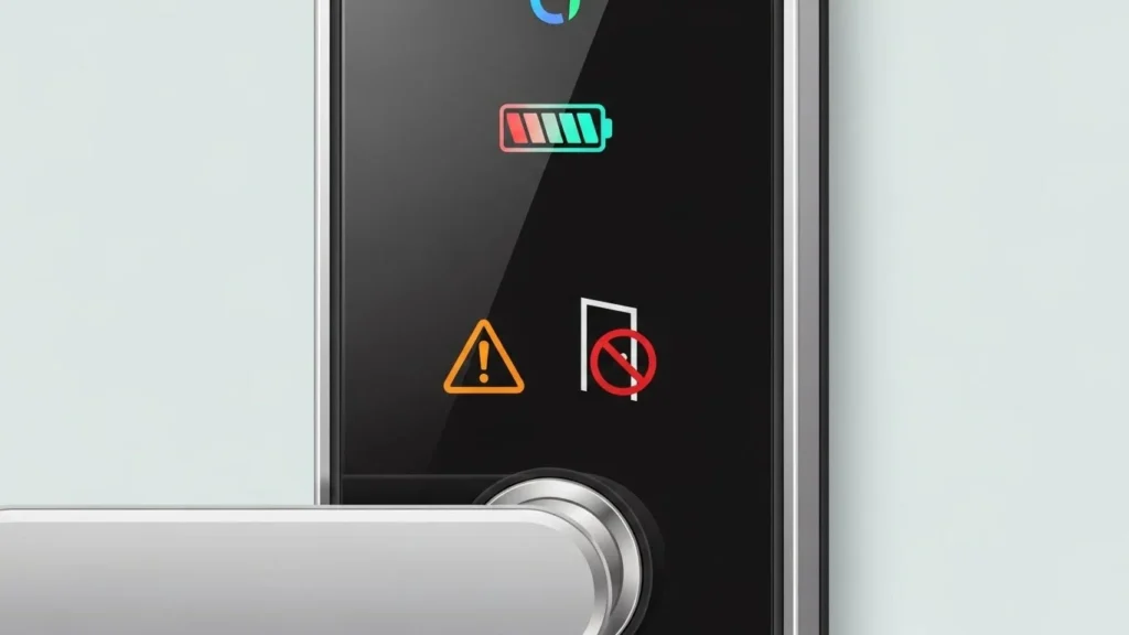 Principais causas da fechadura digital apitando como bateria fraca e porta mal fechada
