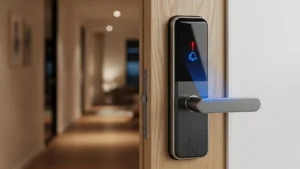 Fechadura digital apitando sem parar instalada em porta residencial