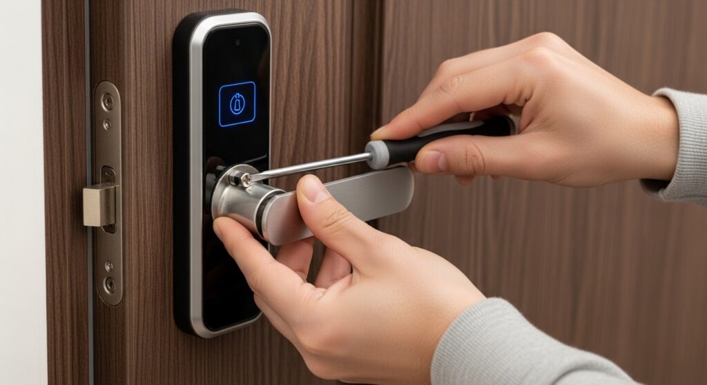 alinhamento da porta para evitar erro no motor da fechadura digital