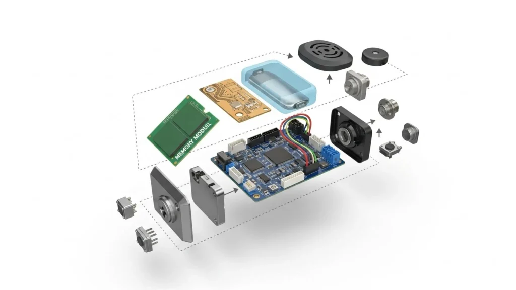 Memória interna e placa eletrônica de uma fechadura digital
